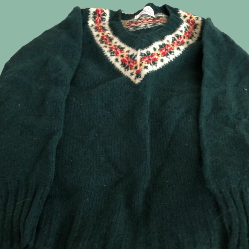 Fair Isle Sweater Hunter Green Sz. M